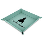 Rocket Science 9" x 9" Teal Faux Leather Valet Tray (Personalized)