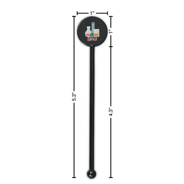 Rocket Science Black Plastic 5.5" Stir Stick - Round - Dimensions