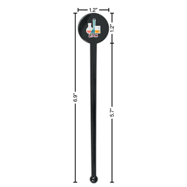 Rocket Science Black Plastic 7" Stir Stick - Round - Dimensions