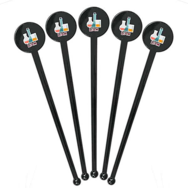 Rocket Science Black Plastic 7" Stir Stick - Round - Fan View