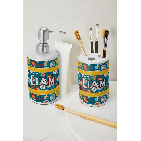 Rocket Science Ceramic Bathroom Accessories - LIFESTYLE (toothbrush holder & soap dispenser)