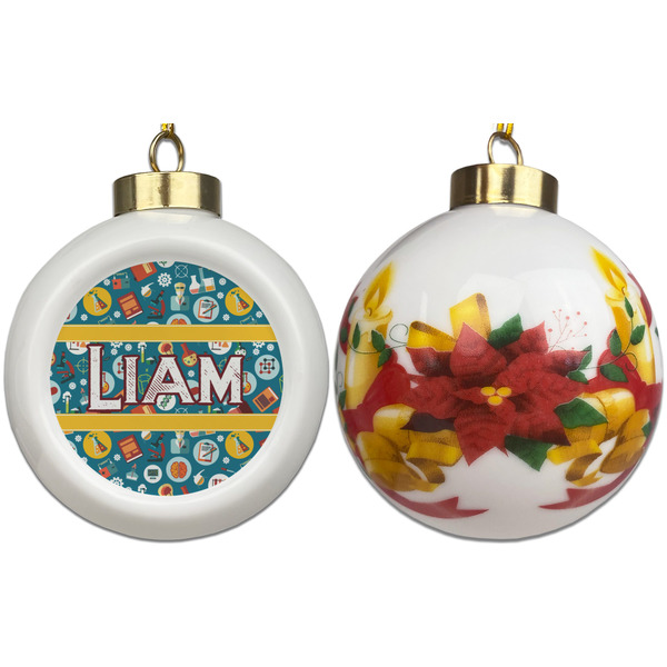 Rocket Science Ceramic Christmas Ornament - Poinsettias (APPROVAL)