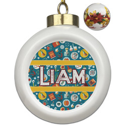 Rocket Science Ceramic Ball Ornaments - Poinsettia Garland (Personalized)