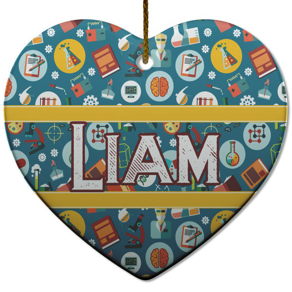 Custom Rocket Science Heart Ceramic Ornament w/ Name or Text