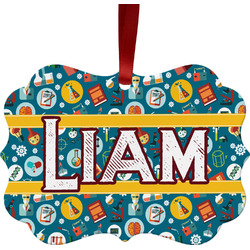 Rocket Science Metal Frame Ornament - Double Sided w/ Name or Text