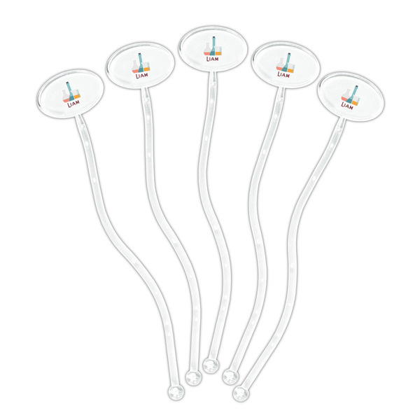 Rocket Science Clear Plastic 7" Stir Stick - Oval - Fan