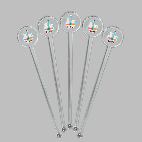 Rocket Science Clear Plastic 7" Stir Stick - Round - Fan View