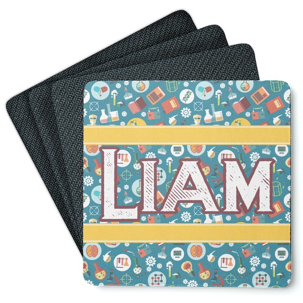 Custom Rocket Science Square Rubber Backed Coasters - Set of 4 (Personalized)