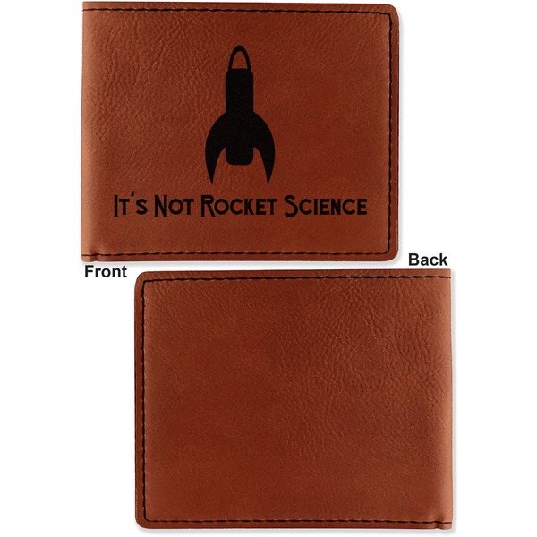 Rocket Science Cognac Leatherette Bifold Wallets - Front and Back Single Sided - Apvl