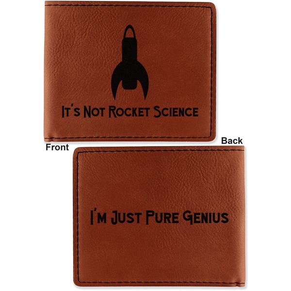Rocket Science Cognac Leatherette Bifold Wallets - Front and Back
