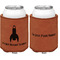 Rocket Science Cognac Leatherette Can Sleeve - Double Sided Front and Back