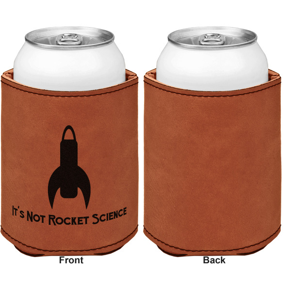 Rocket Science Cognac Leatherette Can Sleeve - Single Sided Front and Back