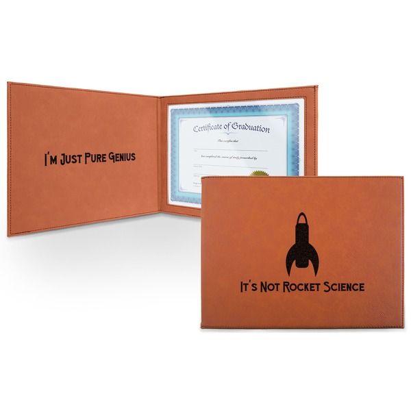 Custom Rocket Science Leatherette Certificate Holder - Front and Inside (Personalized)