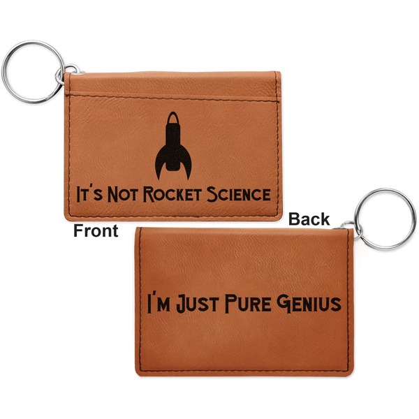Rocket Science Cognac Leatherette Keychain ID Holders - Front and Back Apvl
