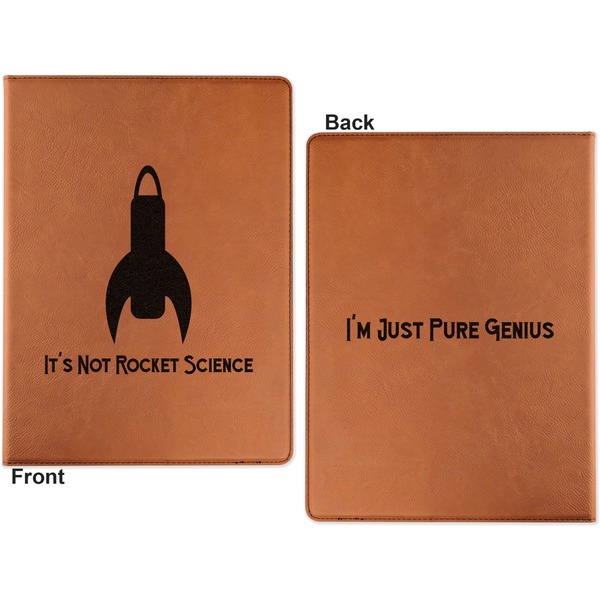 Rocket Science Cognac Leatherette Portfolios with Notepad - Large - Double Sided - Apvl