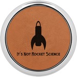 Rocket Science Leatherette Round Coaster w/ Silver Edge - Single or Set (Personalized)