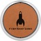 Rocket Science Cognac Leatherette Round Coasters w/ Silver Edge - Single
