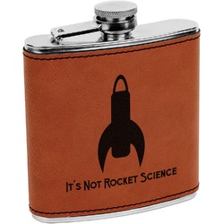 Rocket Science Leatherette Wrapped Stainless Steel Flask (Personalized)