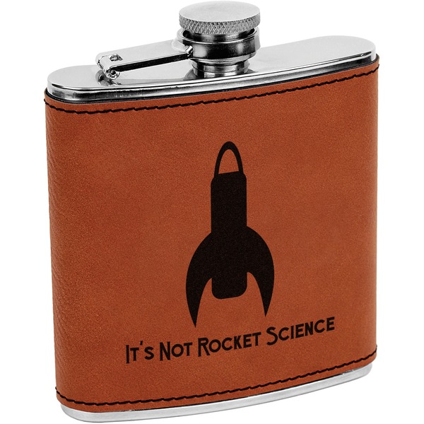 Custom Rocket Science Leatherette Wrapped Stainless Steel Flask (Personalized)