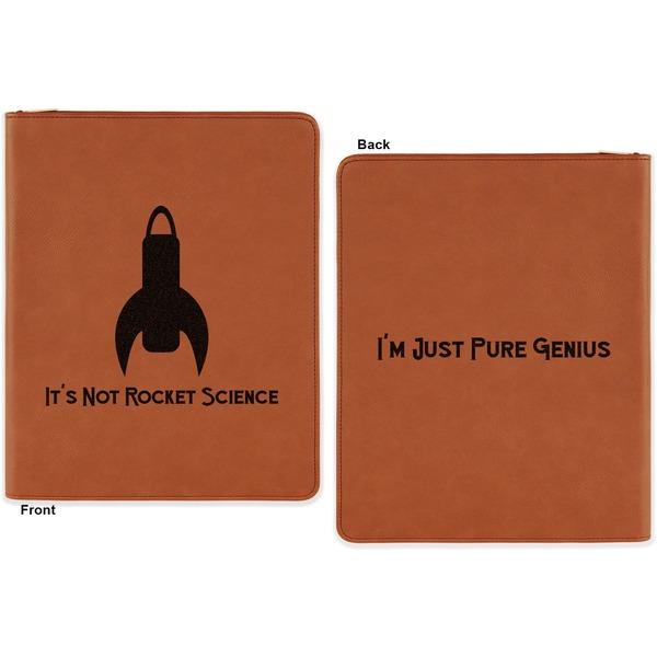 Rocket Science Cognac Leatherette Zipper Portfolios with Notepad - Double Sided - Apvl