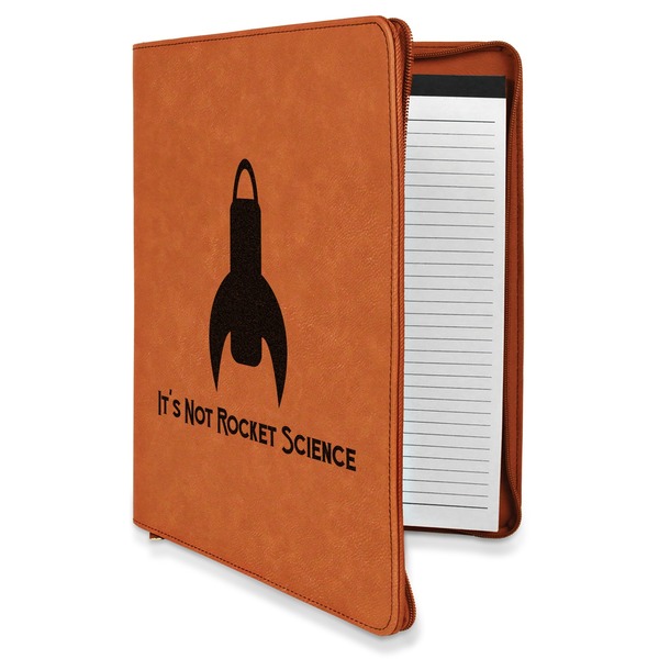 Custom Rocket Science Leatherette Zipper Portfolio with Notepad - Double Sided (Personalized)