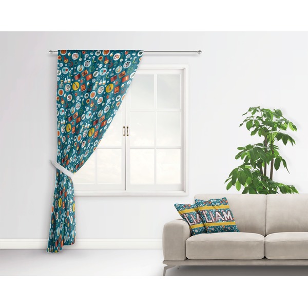 Rocket Science Curtain With Window and Rod - in Room Matching Pillow