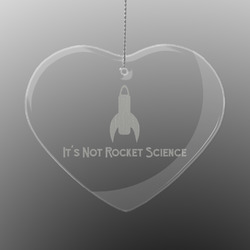 Rocket Science Engraved Glass Ornament - Heart (Personalized)