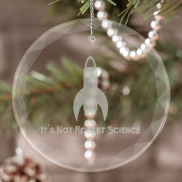 Custom Rocket Science Engraved Glass Ornament (Personalized)