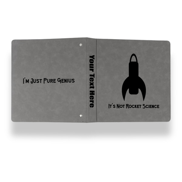 Rocket Science Leather Binder - 1" - Grey - Back Spine Front View