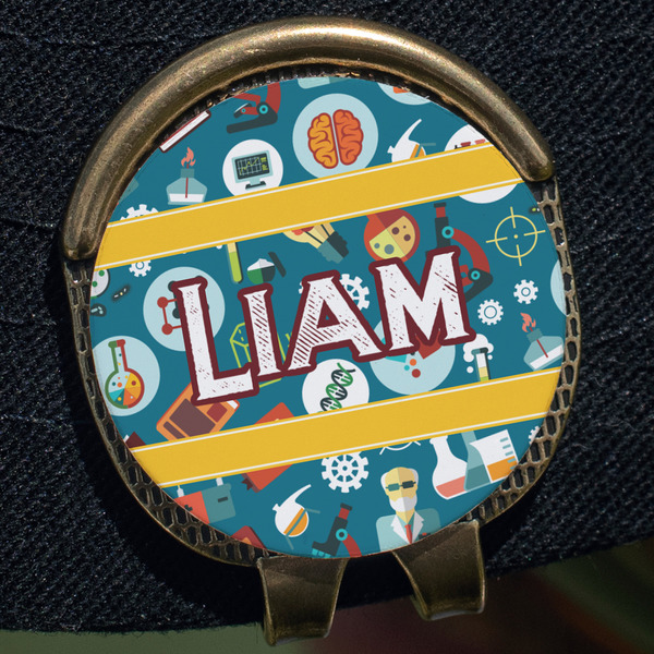 Rocket Science Golf Ball Marker Hat Clip - Gold - Close Up