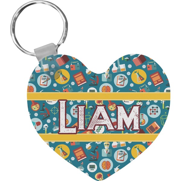 Custom Rocket Science Heart Plastic Keychain w/ Name or Text