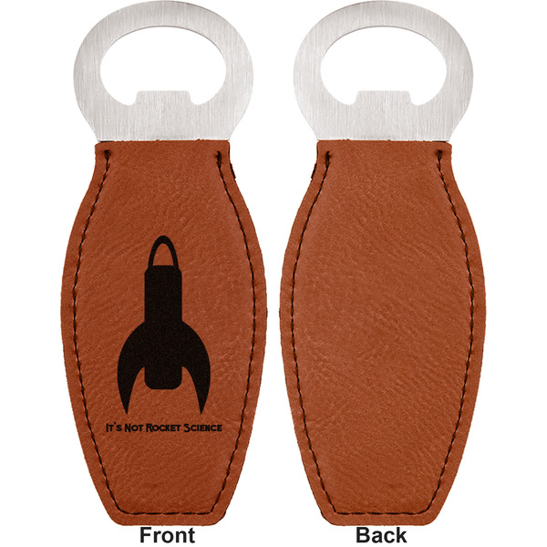 Rocket Science Leather Bar Bottle Opener - Front and Back (single sided)