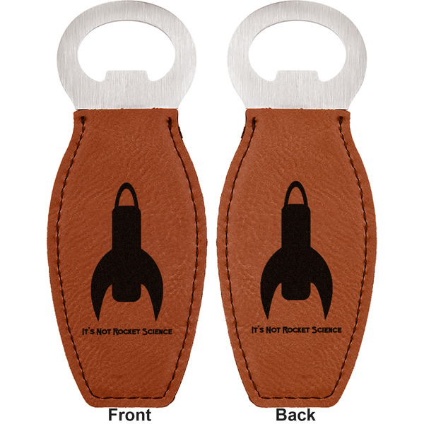 Rocket Science Leather Bar Bottle Opener - Front and Back