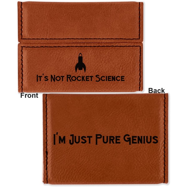Rocket Science Leather Business Card Holder - Front Back