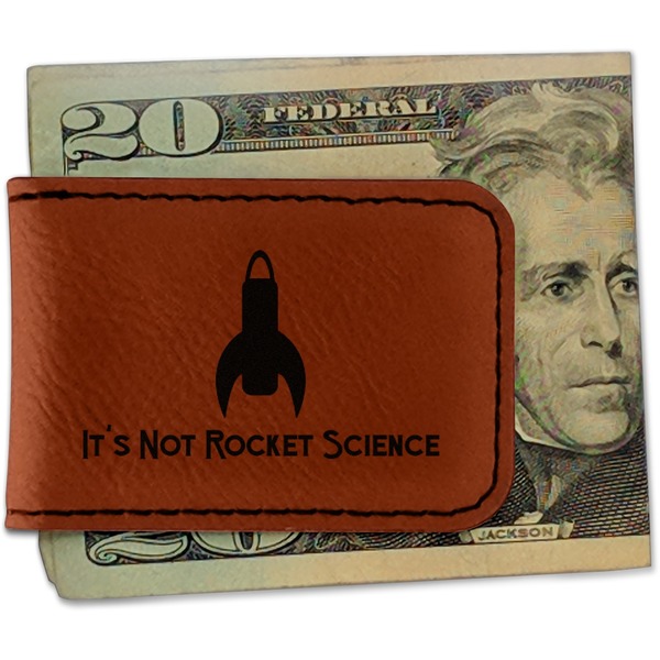 Custom Rocket Science Leatherette Magnetic Money Clip - Double Sided (Personalized)