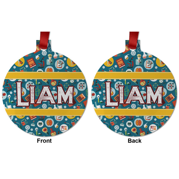 Rocket Science Metal Ball Ornament - Front and Back