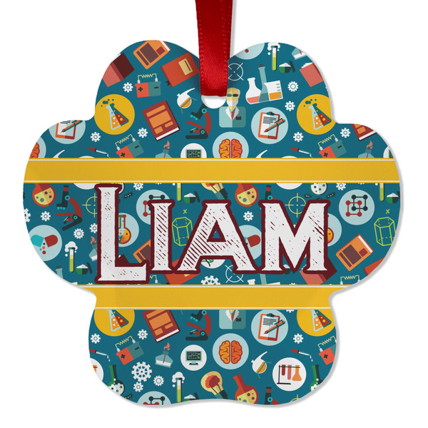Custom Rocket Science Metal Paw Ornament - Double Sided w/ Name or Text