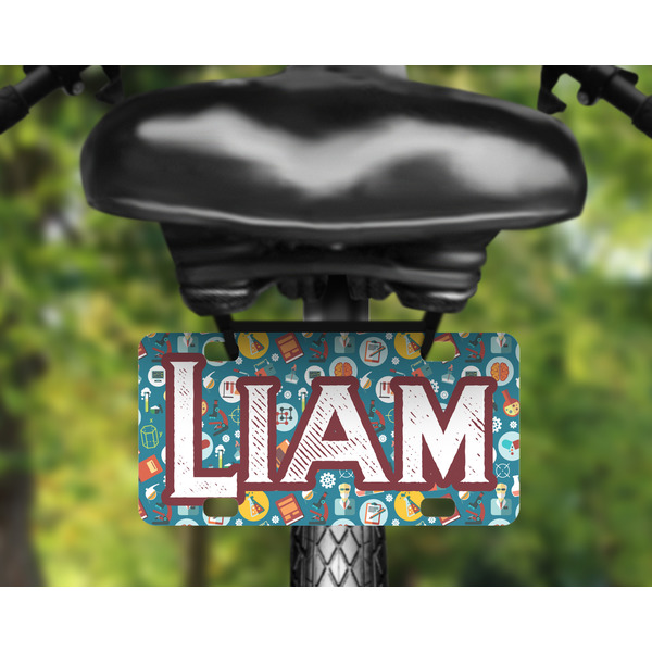 Rocket Science Mini License Plate on Bicycle