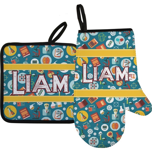 Custom Rocket Science Right Oven Mitt & Pot Holder Set w/ Name or Text