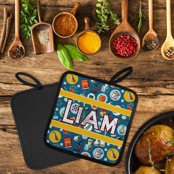 Rocket Science Neoprene Pot Holder - Set of 2  LIFESTYLE (Flatlay)