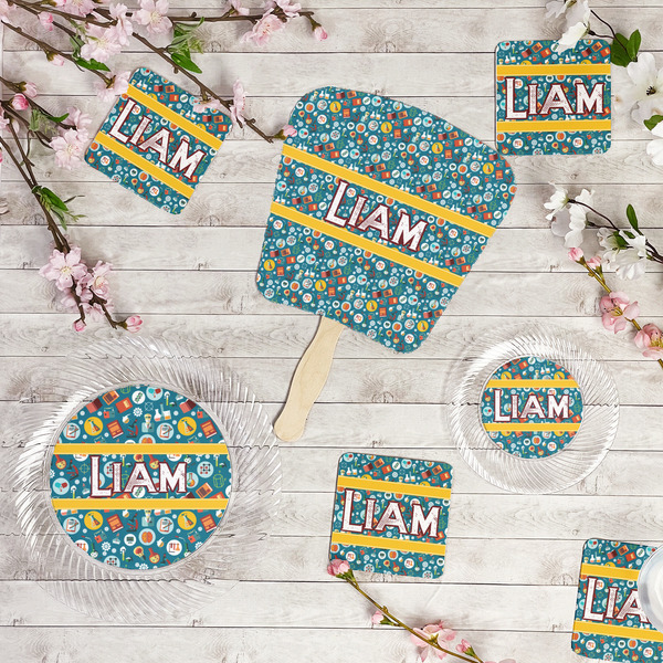 Rocket Science Party Supplies Combination Image - All items - Plates, Coasters, Fans