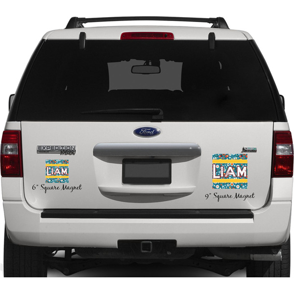 Rocket Science Personalized Square Car Magnets on Ford Explorer