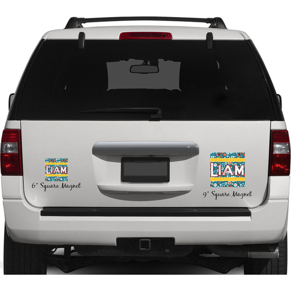 Rocket Science Personalized Square Car Magnets on Ford Explorer