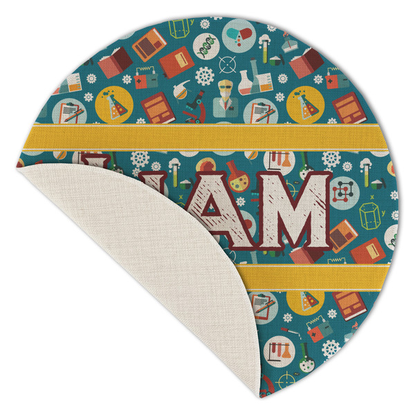 Rocket Science Round Linen Placemats - Front (folded corner single sided)