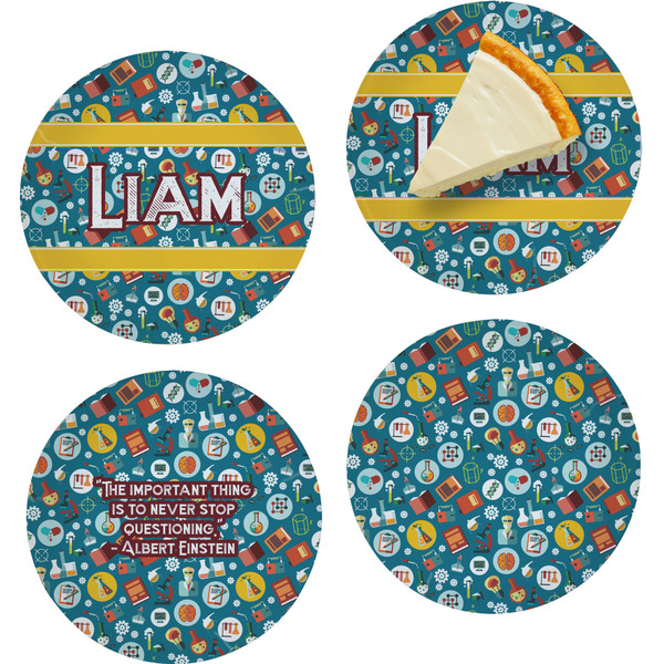 Custom Rocket Science Set of 4 Glass Appetizer / Dessert Plate 8" (Personalized)