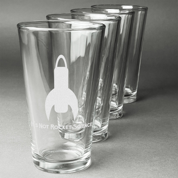 Custom Rocket Science Pint Glasses - Engraved (Set of 4) (Personalized)