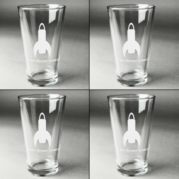 Rocket Science Set of Four Engraved Beer Glasses - Individual View