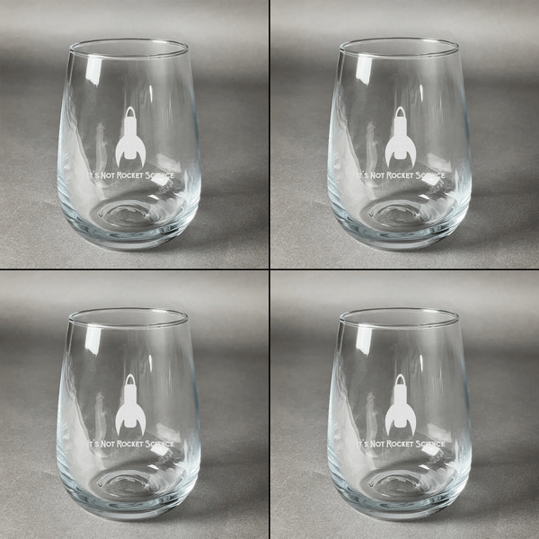 Rocket Science Set of Four Personalized Stemless Wineglasses (Approval)