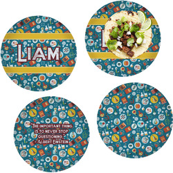 Rocket Science Set of 4 Glass Lunch / Dinner Plate 10" (Personalized)