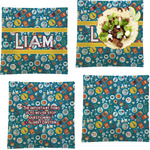 Rocket Science Set of 4 Glass Square Lunch / Dinner Plate 9.5" (Personalized)